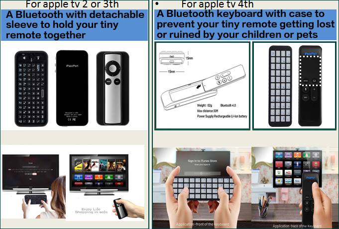 two exclusively designed mini Bluetooth keyboard for apple tv 2,3 or  4 respectively 