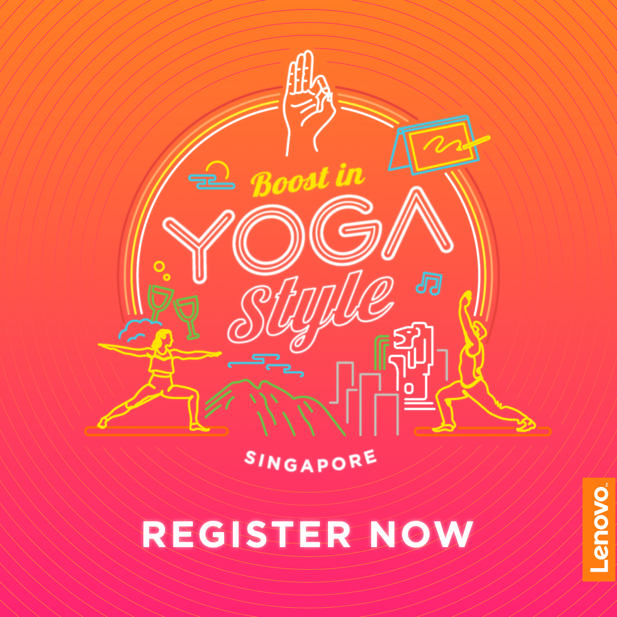 #BoostInYOGAStyle with Lenovo and Pure Yoga Singapore! Get fit, have fun, learn about the latest Lenovo YOGA laptops, and do your part for charity all at the same time.   ▶️DATE: 16 December 2018 (Sunday)