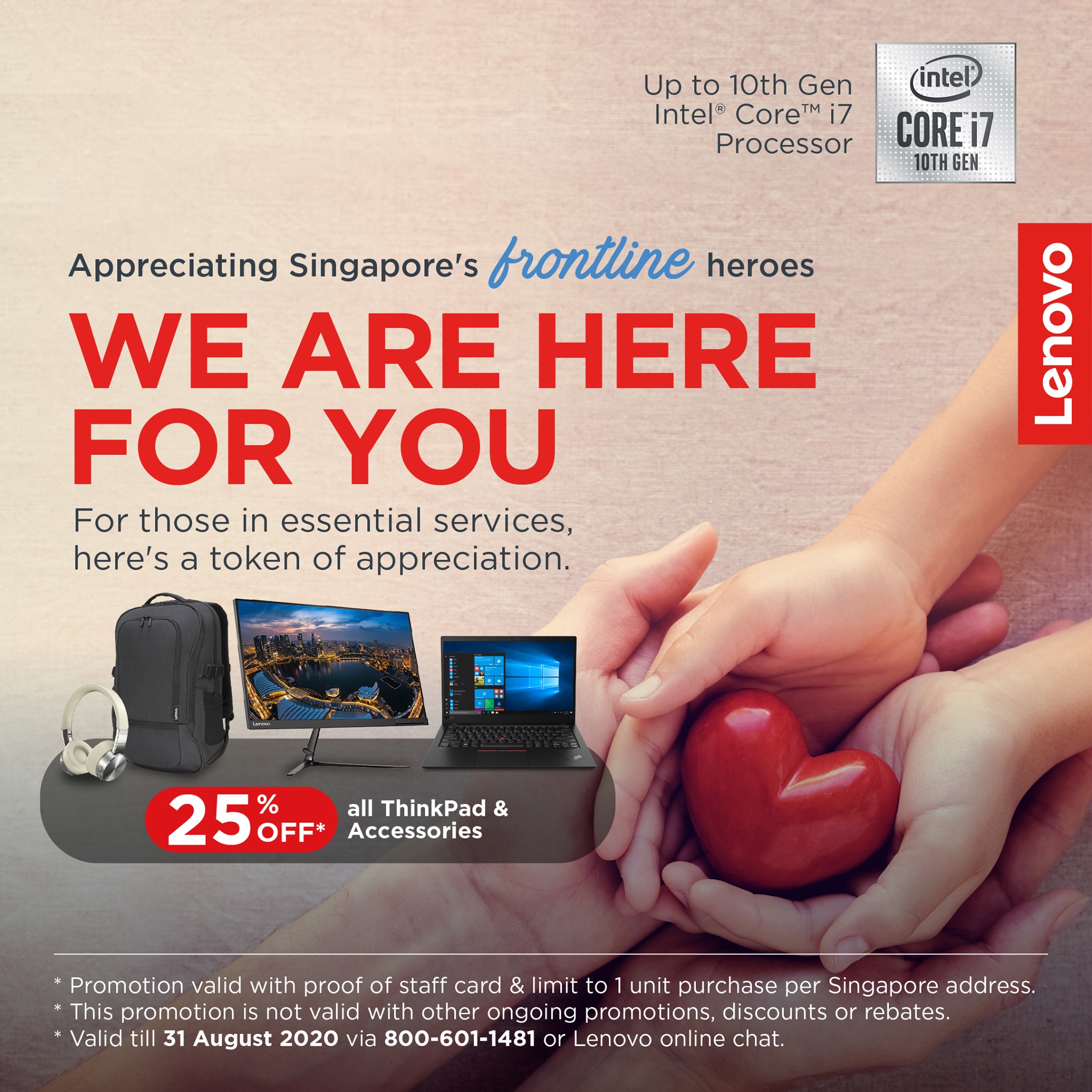 Good News! Promo Extended until 31 Aug 2020! Healthcare? F&B? Food Delivery? Transport? Grocery? You are Singapore’s Frontline Heroes! Be one with the force and get a chance to win one of the 5 Jedi Challenges worth $379 each! 1) Like our Facebook Page and follow us on Instagram @lenovosg