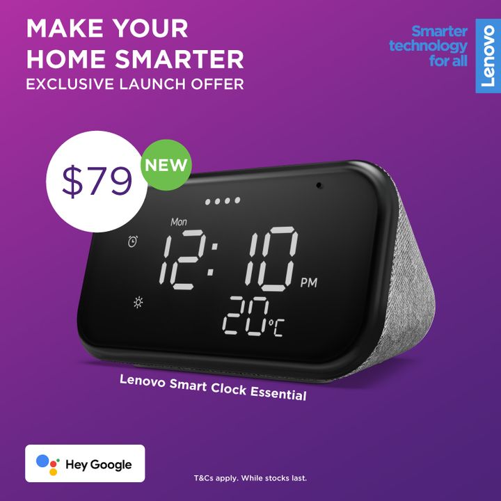 The new Lenovo Smart Clock Essential is the ultimate smart clock for any room. With the Google Assistance built-in you can check out the time and whether on its big and bold display, set timers for cooking, add items to your shopping list or make hands-free calls - it is here to help you be more productive!  Learn more:  🟪 www.tomtop.com ...