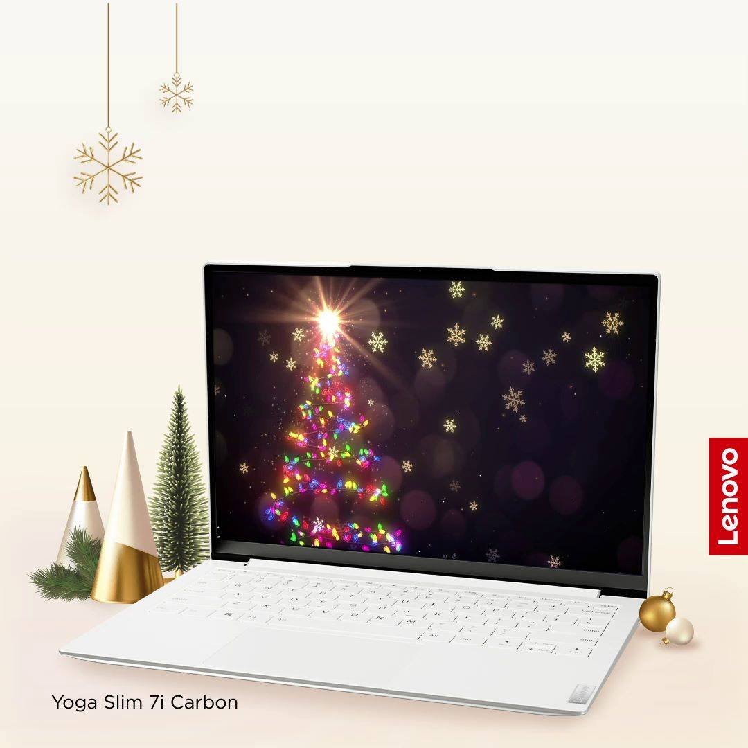 【Yoga Slim 7i Carbon】頂級音響．更濃聖誕氣氛！ 係時侯將聖誕氣氛推得更高！全新Yoga Slim 7i Carbon配備2個Harman Kardon®喇叭，加埋Dolby Atmos®喇叭系統，自然高音準、中音甜、低音勁啦，播首聖誕歌都好聽啲啦 ！ 你又會幾時開始播聖誕歌呢 ？