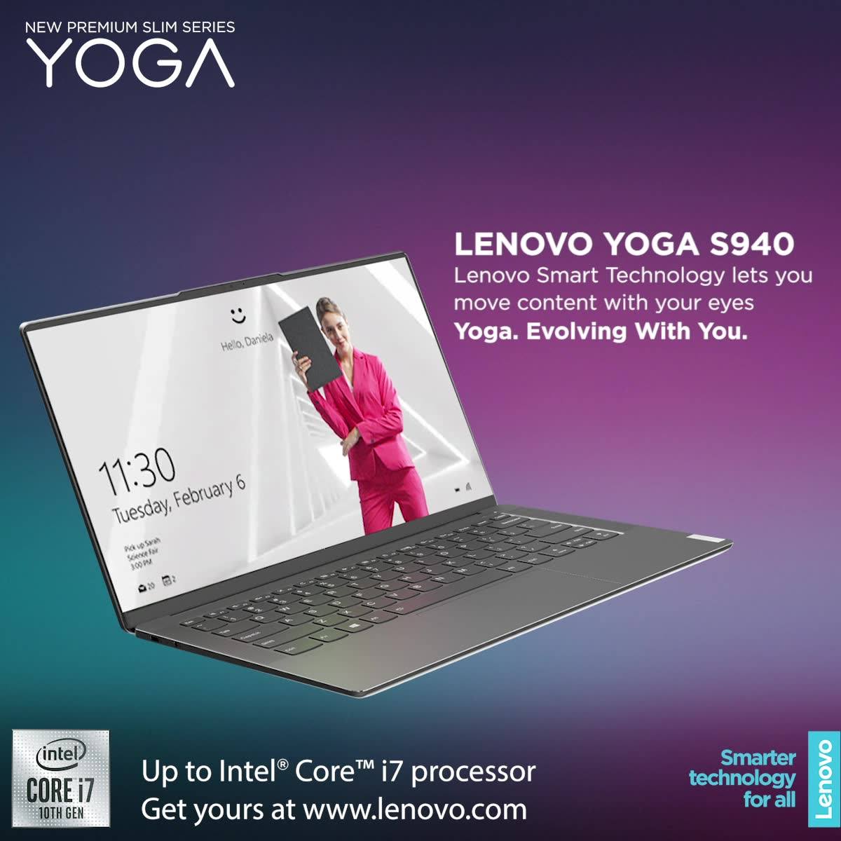 【YOGA S940】移動只需一眼 一個眼神, 能令工作更得心應手!  全效機王YOGA S940運用AI預測眼球追蹤功能，只要你輕輕一瞥，屏幕嘅內容隨即跟住移動，讓視窗隨心走動！... YOGA與你攜手進化! 了解更多: www.tomtop.com 【YOGA S940】Do more with a look Greater work efficiency is there with just a look in your eyes!   YOGA S940 leverage artificial intelligence to anticipate your needs by enabling Eye-ball tracking capabilities,  let you move content within various window with the look in your eyes.  YOGA. Evolving with you! Learn more: