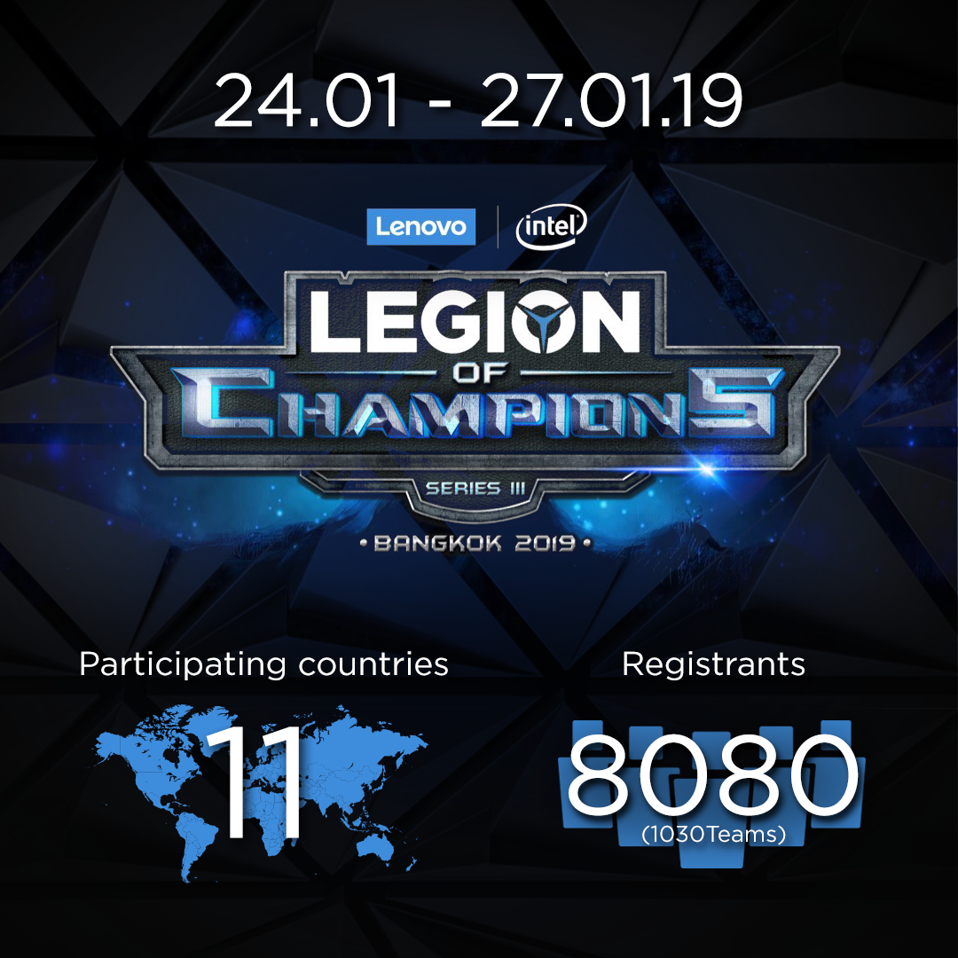 Very excited to announce that Lenovo's Legion of Champions is back! We'll be broadcasting live from Bangkok starting on the 25th of January.  