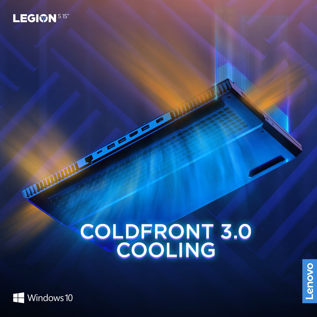 Go full throttle or save battery life by controlling your Legion 5’s voltage and fan speeds, only with Coldfront 3.0’s Q Control.