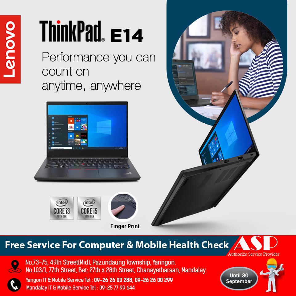 Laptop ဆိုတာနဲ့ Thinkpadကိုပဲ ပြေးမြင်တဲ့သူတွေအတွက် Thinkpad E14 seriesပြန်လည်ရောက်ရှိလာပါပီနော်🛬 Thinkpad ကောင်းကောင်းလေးလည်းကိုင်ချင်တယ် Budget လည်းချွေတာချင်တဲ့သူတွေအတွက် Thinkpad E14 လေးကစောင့်ကြိုလျက်ပါ🙋‍♂️ Thinkpad E14 ရဲ့ Body ကိုအလူမီနီယံနဲ့လုပ်ထားပေမဲ့ 1