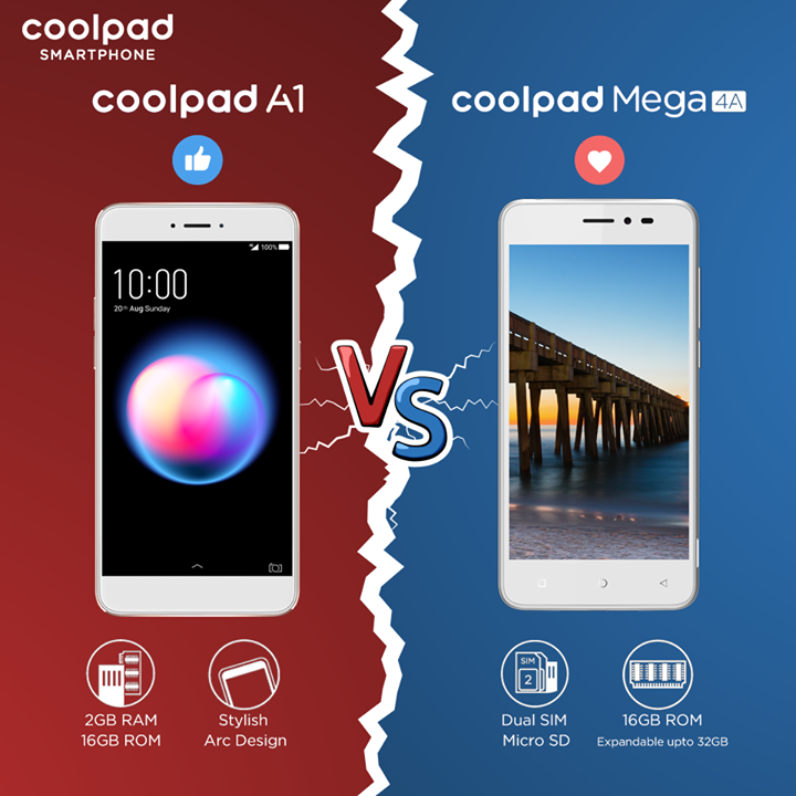 #CoolpadA1 and #CoolpadMega4A are new offering from us in the offline market. Which one would you prefer