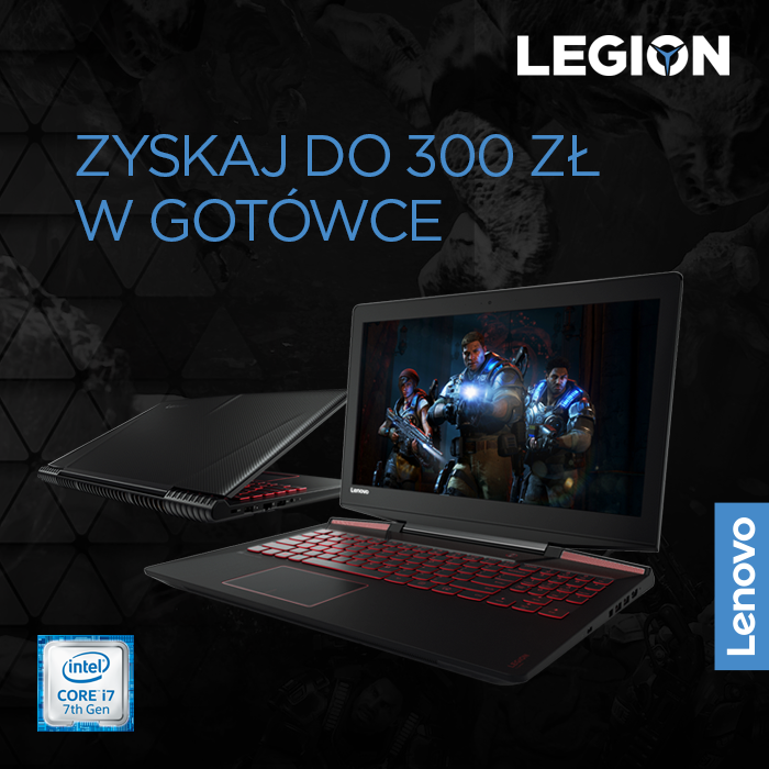 #CASHBACK Kup laptop Lenovo Legion Y520 lub Y720 objęty promocją, a otrzymasz nawet 300 zł. Szczegóły akcji