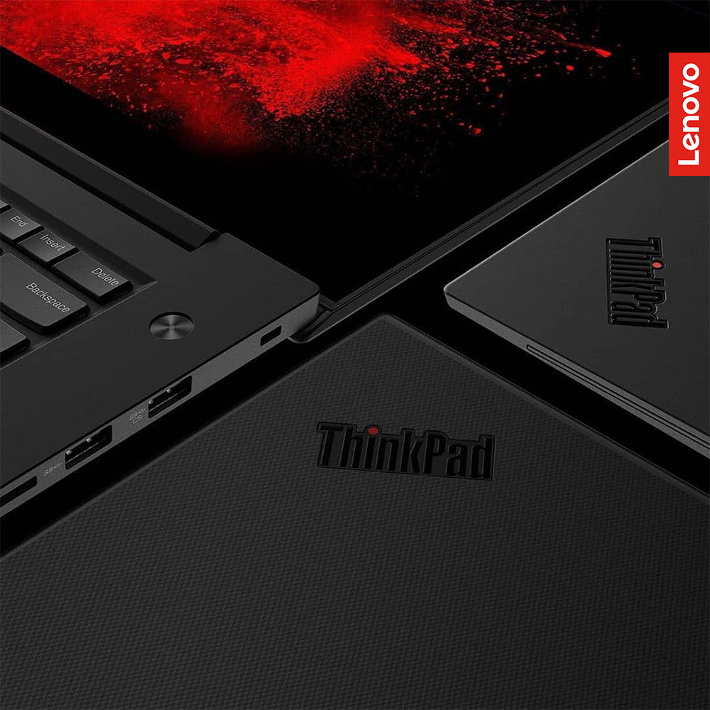 Imponujący styl. Niesamowita wydajność.  Modele ThinkPad P1 2. generacji charakteryzują się niezwykle elegancką czarną obudową z włókna węglowego i stopu magnezu.