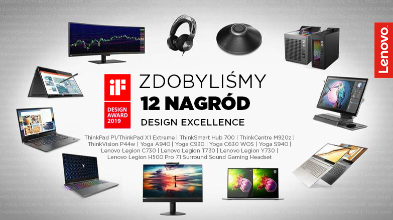 12x iF Design Award dla Lenovo! Nagrody otrzymały nasze następujące produkty: -  Lenovo Legion H500 Pro 7.1 Surround Sound Gaming Headset...