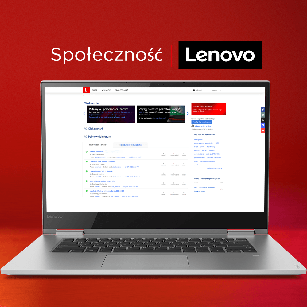 Masz pytania do innych użytkowników Lenovo? Szukasz porady? A może chcesz podzielić się swoją wiedzą z innymi?  Zapraszamy na oficjalne, polskojęzyczne forum Lenovo!