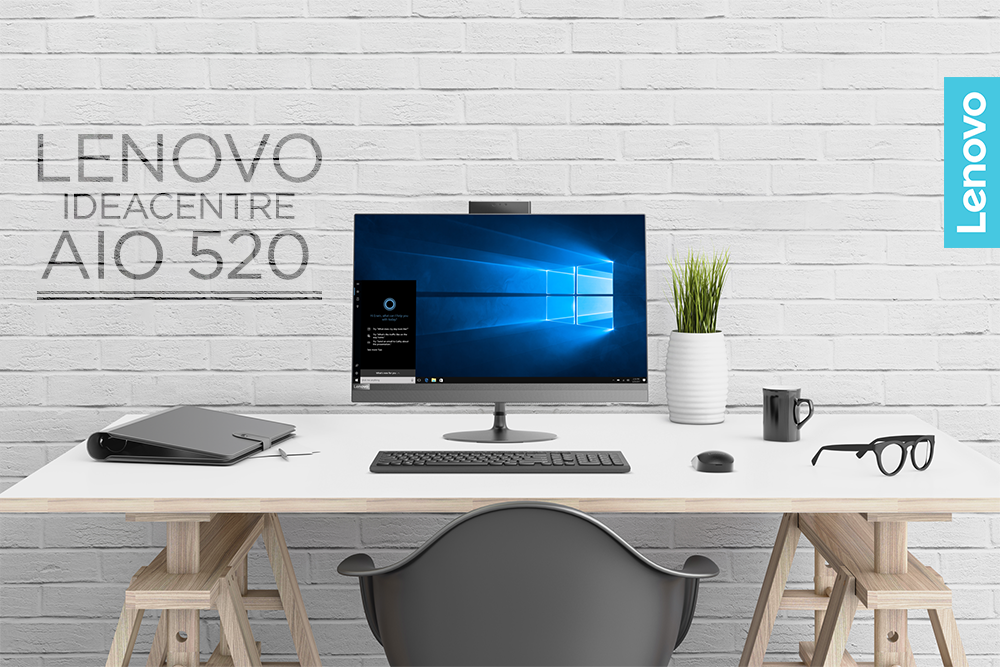 Elegancki i jednocześnie wydajny komputer stacjonarny, którego komponenty, w tym dedykowana karta graficzna, schowane zostały w obudowie monitora - Lenovo IdeaCentre AIO 520. ---