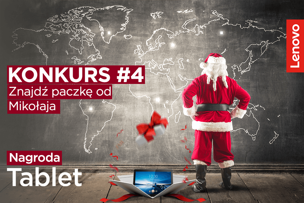 Zaczynamy czwartą, ostatnią edycję naszego #KONKURS-u. Mikołaj 🎅znowu ma dla Was paczkę i podpowiedzi, gdzie ją ukrył, a osoba, która pierwsza, najdokładniej odgadnie lokalizację prezentu, zdobędzie nagrodę. W tej edycji wygrać można tablet Lenovo Tab M10!... Zasady: