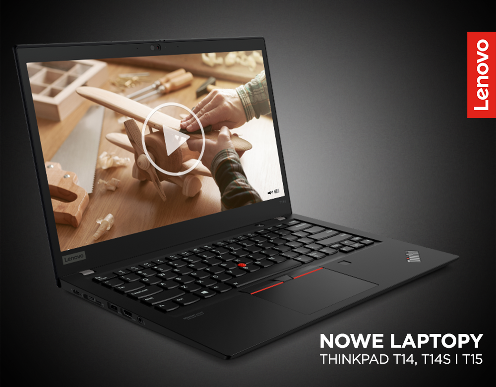 Przedstawiamy najnowsze laptopy biznesowe klasy premium — ThinkPad T14, T14s i T15. Dostępne są z systemem Windows 10 Pro i procesorami Intel Core vPro 10 generacji. 