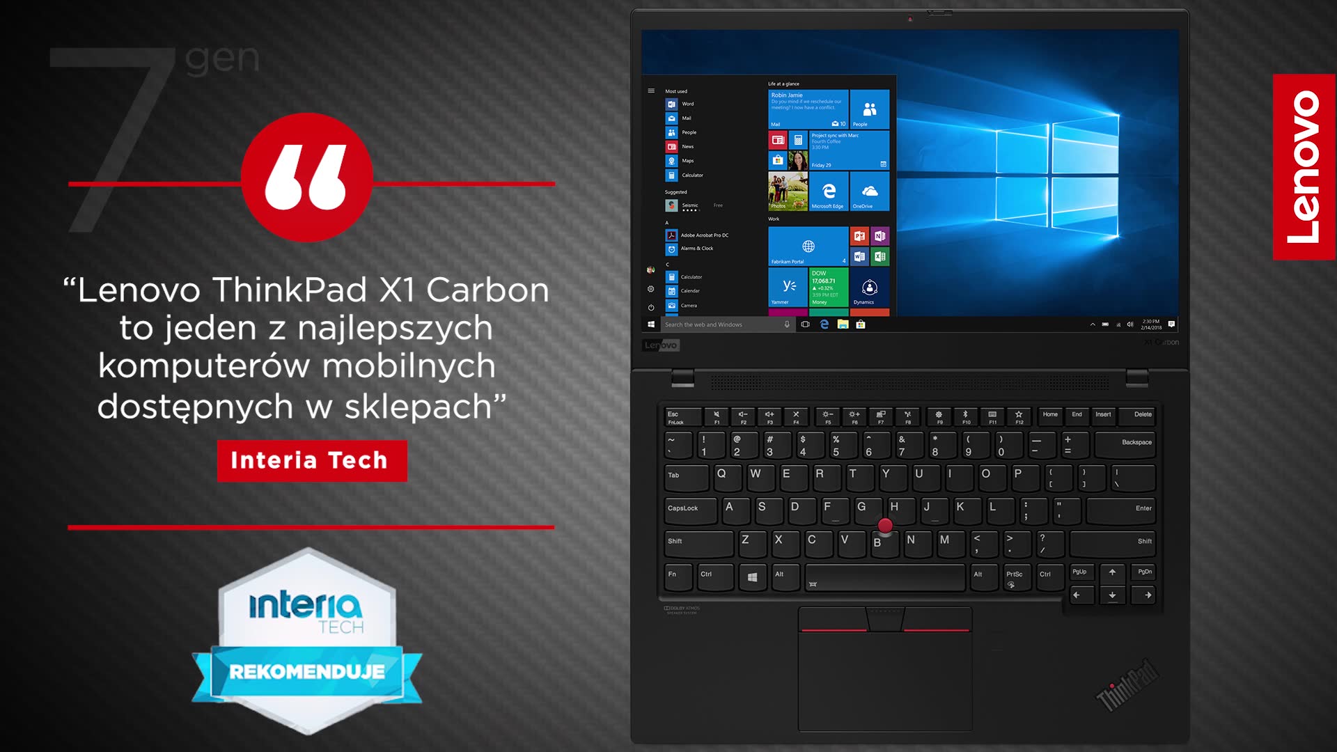 Po przetestowaniu #Lenovo ThinkPad X1 Carbon serwis Interia Nowe Technologie przyznał naszemu biznesowemu laptopowi rekomendację