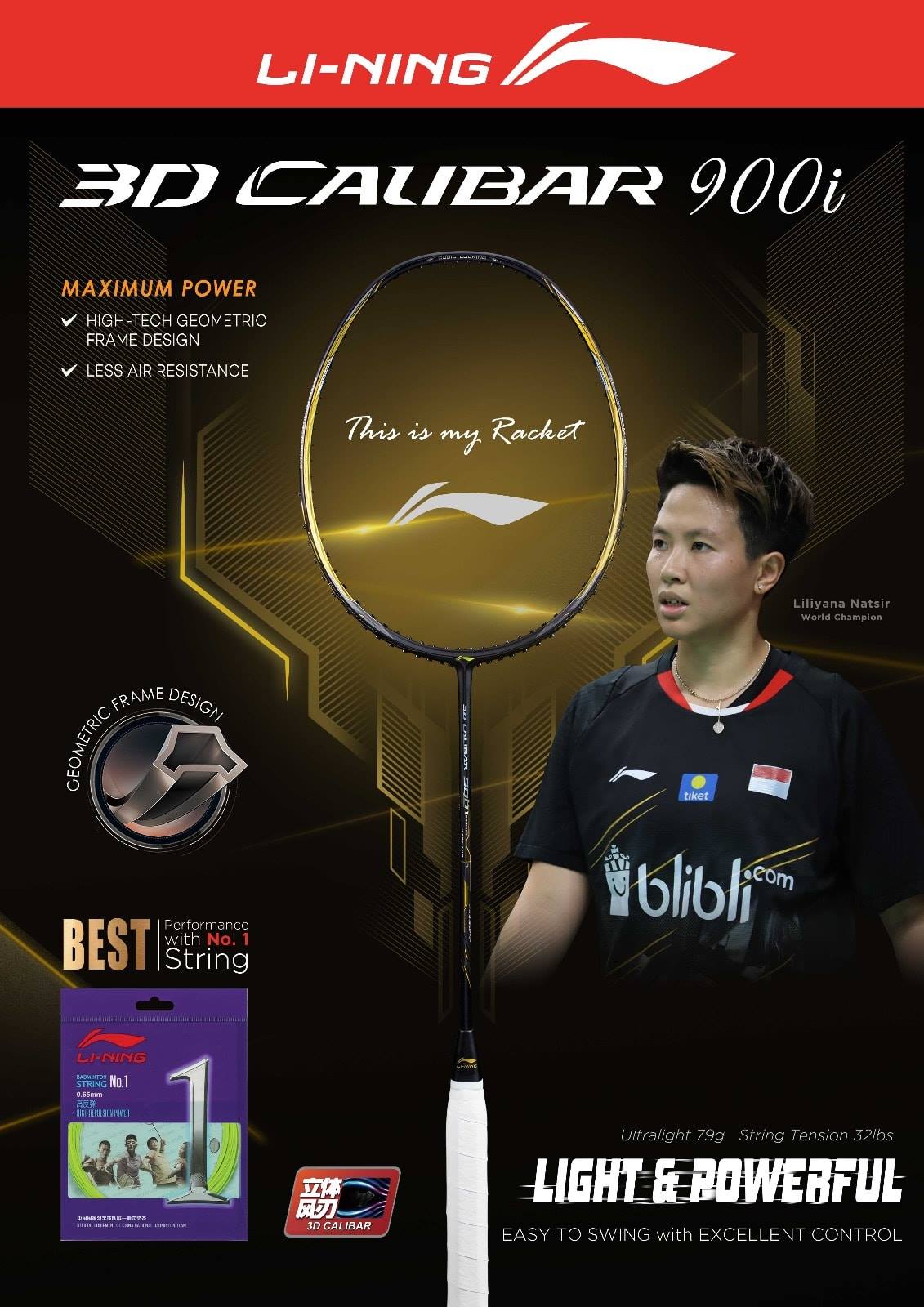 Li-Ning 3D Calibar Series badminton racquet 🏸 high-tech, geometric badminton racket frame design that greatly reduces air resistance. 