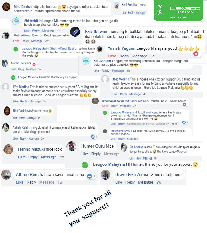 Thank you everyone for your continuous support😍😍‼️Don't miss out your chance to grab awesome Leagoo Smartphone deals right now‼️📢📢 LOTS OF FREE GIFTS WITH EVERY LEAGOO SMARTPHONE PURCHASE🎁🎁‼️ Shop now at >>> LAZADA: www.tomtop.com Contact us today📞📱