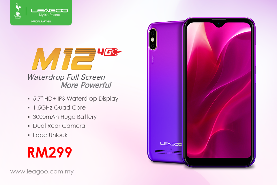 THE MOST VALUABLE NEW MODEL #M12‼️🤤 With 5.7inch Large #HDWaterdropFullScreen ONLY at #RM299😱😱‼️ Leagoo Malaysia bringing to you a new model, M12 with 5.7 HD Waterdrop Full Screen, Strong Performance 1.5 #QuadCore and Unique Security Password #FaceUnlock with Most Affordable Price just for RM299 Only‼️... 🔥 5.7 HD IPS Waterdrop Full Screen