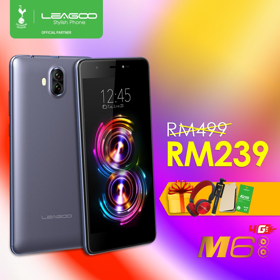 JUALAN PENGHABISAN STOK  #LEAGOOM6 DENGAN HARGA TERLAJAK MURAH‼️ HARGA NORMAL RM499, SEKARANG ANDA BOLEH DAPATKAN DENGAN #RM239 SAHAJA beserta HADIAH PERCUMA BERNILAI RM186 (Headset, Selfie Stick, Flip Case dan Tempered Glass)‼️ ⚡5.5” HD Display ⚡4G HD Voice Call (VoLTE)...