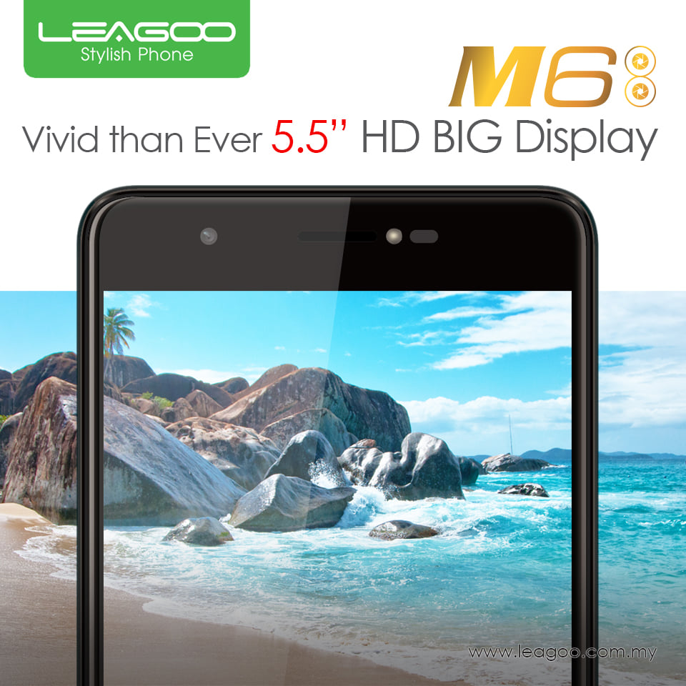 M6 has a fabulous 5.5” HD IPS big display also offers a wide viewing angle. Indoors or out; left or right, everything you view is clear on M6‼️ Go to SHOPEE: www.tomtop.com and get your voucher for every purchase of Leagoo M6 to save your money‼️ Do not hesitate to contact us at www.wasap.my/60167743837/M6... ⚡️5.5 INCH HD IPS Display