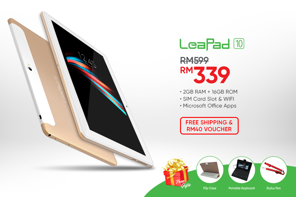 TABLET YANG TERBAIK & HARGA TERENDAH 😱😱 PADA MASA PKP/MCO INI‼️ LEAPAD 10 (RRP: RM599) KINI HANYA 🌟RM339🌟 SAHAJA & DAPATKAN 🔖 VOUCHER RM40 BERSERTA HADIAH EKSLUSIF 🎁 BERNILAI RM267‼️ LEAPAD 10 Sangat sesuai bagi anak-anak yang perlu membuat kerja sekolah secara online, untuk anda membuat kerja & ingin bermain Game & menonton Movie 🥳🥳 ketika bosan‼️... Spesifikasi LEAPAD 10: