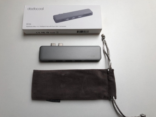 #Dodocool Aluminum Alloy 7-in-1 USB-C Hub is made of aluminum and the color matches MacBook well. If you buy it, you will get a very high-quality adapter, which significantly extends the functions of the Macbook.