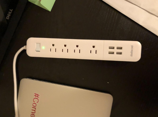 #Dodocool Surge Protector Power Strip has four 3-foot outlets and four USB outlets. The other regular plugs are spaced out, so larger plugs don’t overlap the other charging areas. 