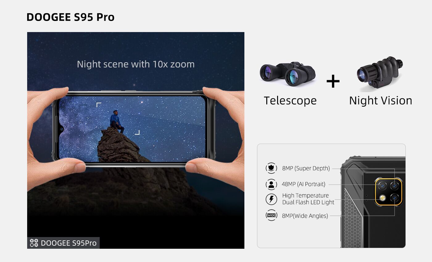 Telescope + Night Vision! #DOOGEES95Pro breaks the limit of mobile phone photography! If you are photography enthusiast that this smartphone can't be missed! 