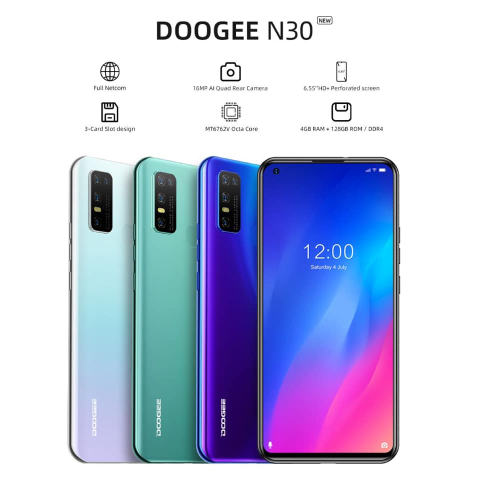 💕💕💕More new advantages! 📲DOOGEE N30 Full Netcom, 👉16MP AI Quad Rear Camera, MT6762V Octa Core processor, fluid aesthetics and 6.5” HD+ Perforated screen,4GB RAM + 128GB ROM. 👍👍👍 🛒😯Add to cart to be notified👉  www.tomtop.com