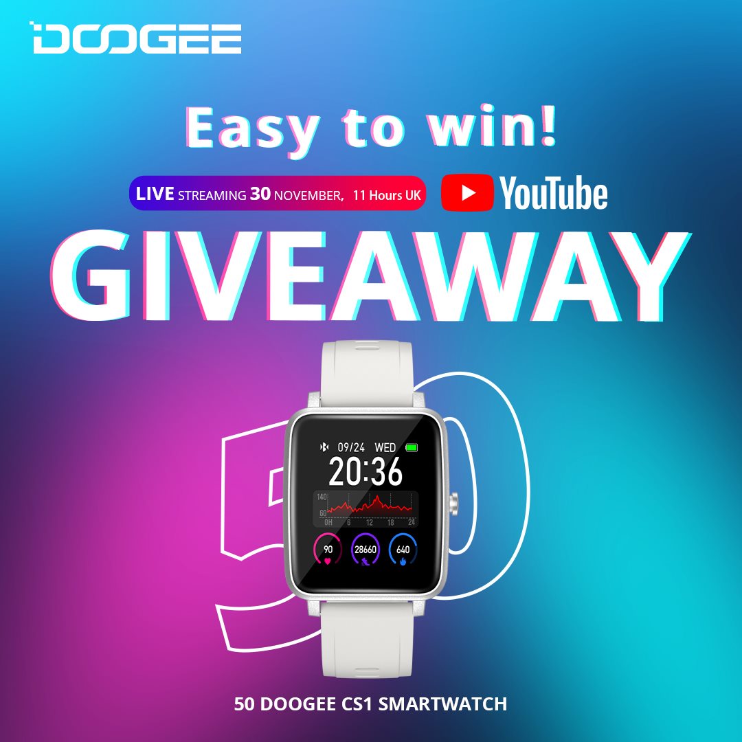 💕THANK YOU for the amount of love and positive vibrations you receive from all of you.  🎁We all went crazy at the Last #Giveaway and we're spectacular. Now #DOOGEE is giving 50 #Smartwatch, all you have to do to win is visit this link👉www.tomtop.com 50 winners will be chosen and announced on the next #Youtube Livestream, Monday 30th November. This is available to anyone worldwide! 