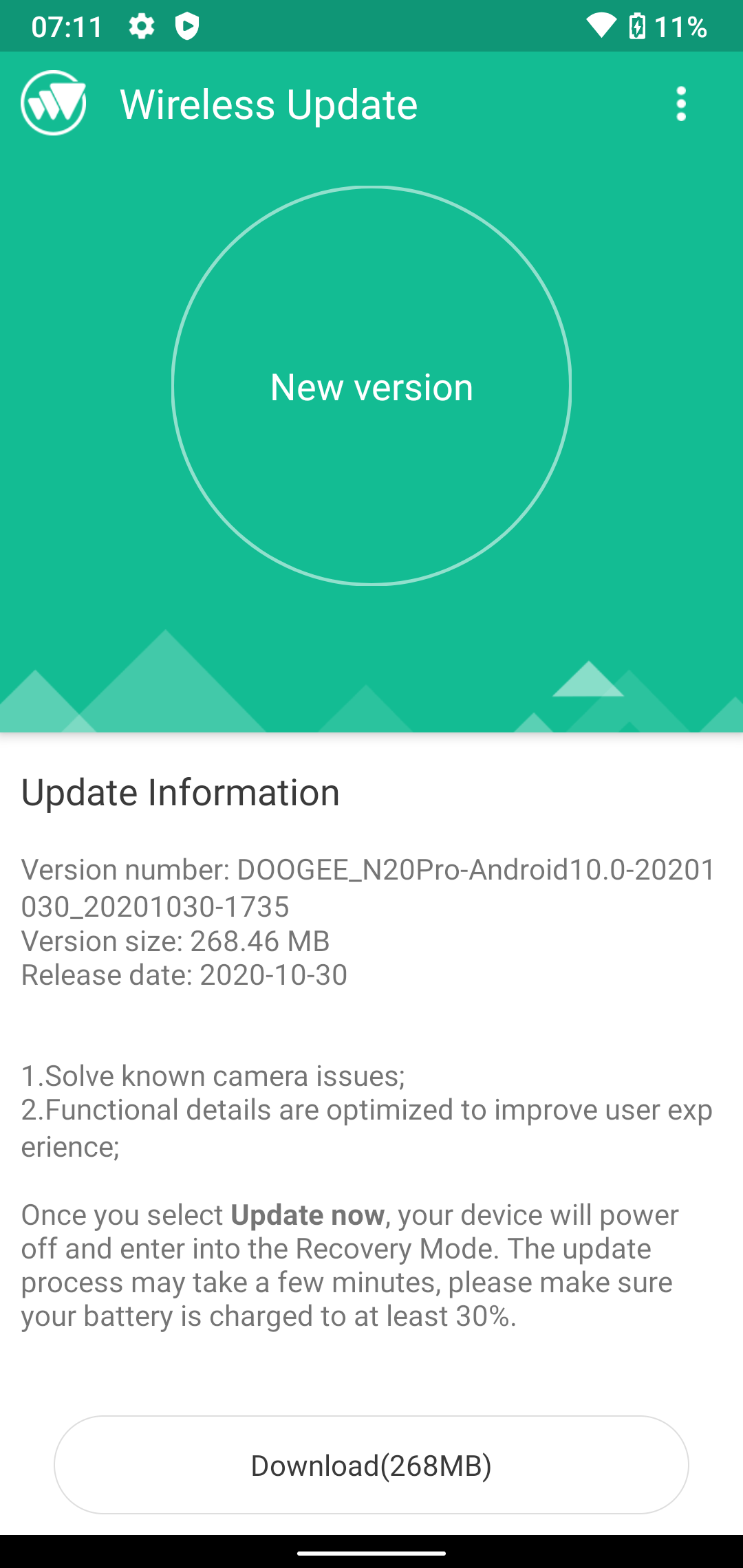 Update to DOOGEE N20 PRO (Android 10) 1. Solved camera issues;