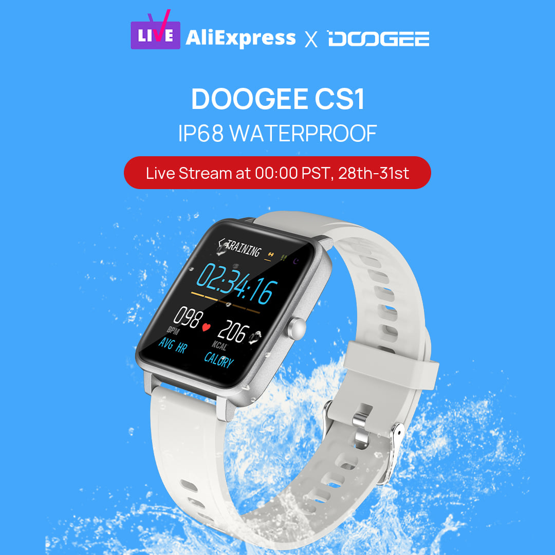 DOOGEE CS1 #smartwatch is waterproof, can be used in the pool or in any shallow water.⌚ Our live stream will begin at 00:00 PST TODAY