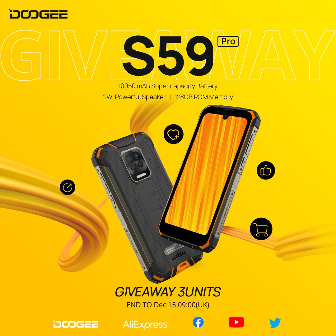 😍Don't miss it! DOOGEE have #free #smartphones #Doogee_S59PRO to #offer 😎