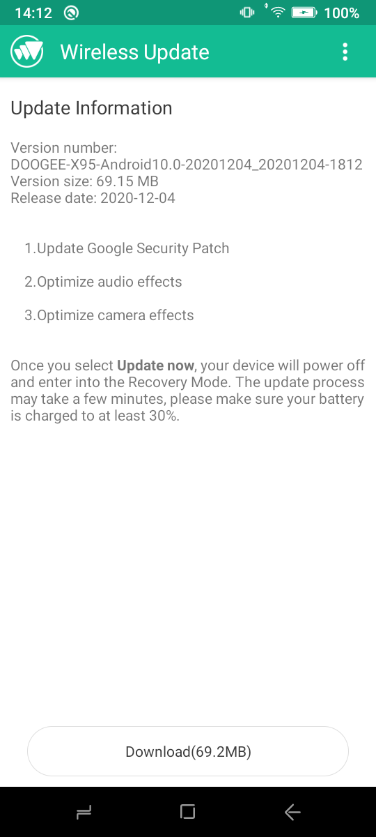 DOOGEE X95 Update  1. Update Google Security Patch