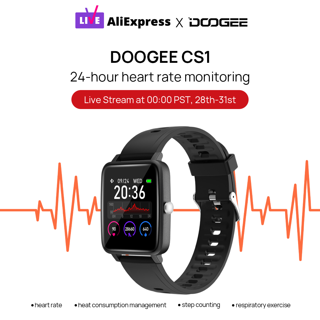 Today we will give 1 FREE #DOOGEE_CS1 #Smartwatch to 1 fan during our live streaming.