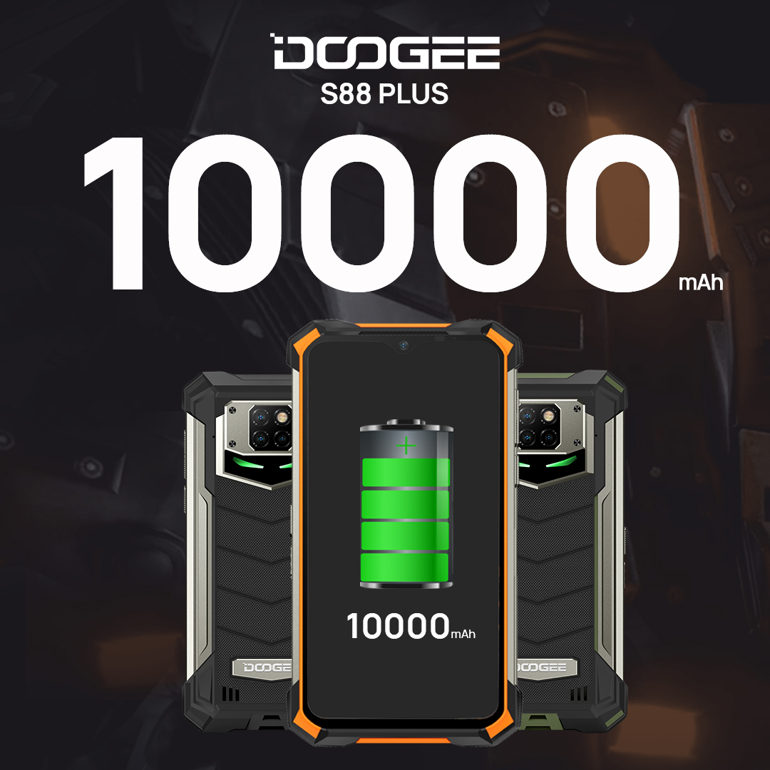 #DOOGEE_S88PLUS has 10000 mAh super battery. Charge once, you can use 3-5 days. 🥰🥰🥰 ADD TO CART👉  www.tomtop.com