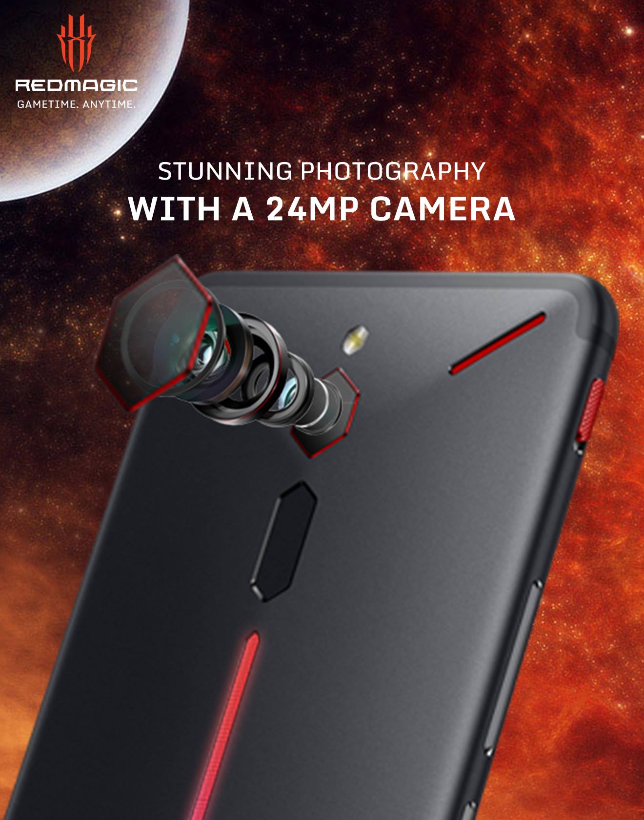 Red Magic is equipped with a 24 megapixel camera. It’s made for killer photography!  Know More: www.tomtop.com