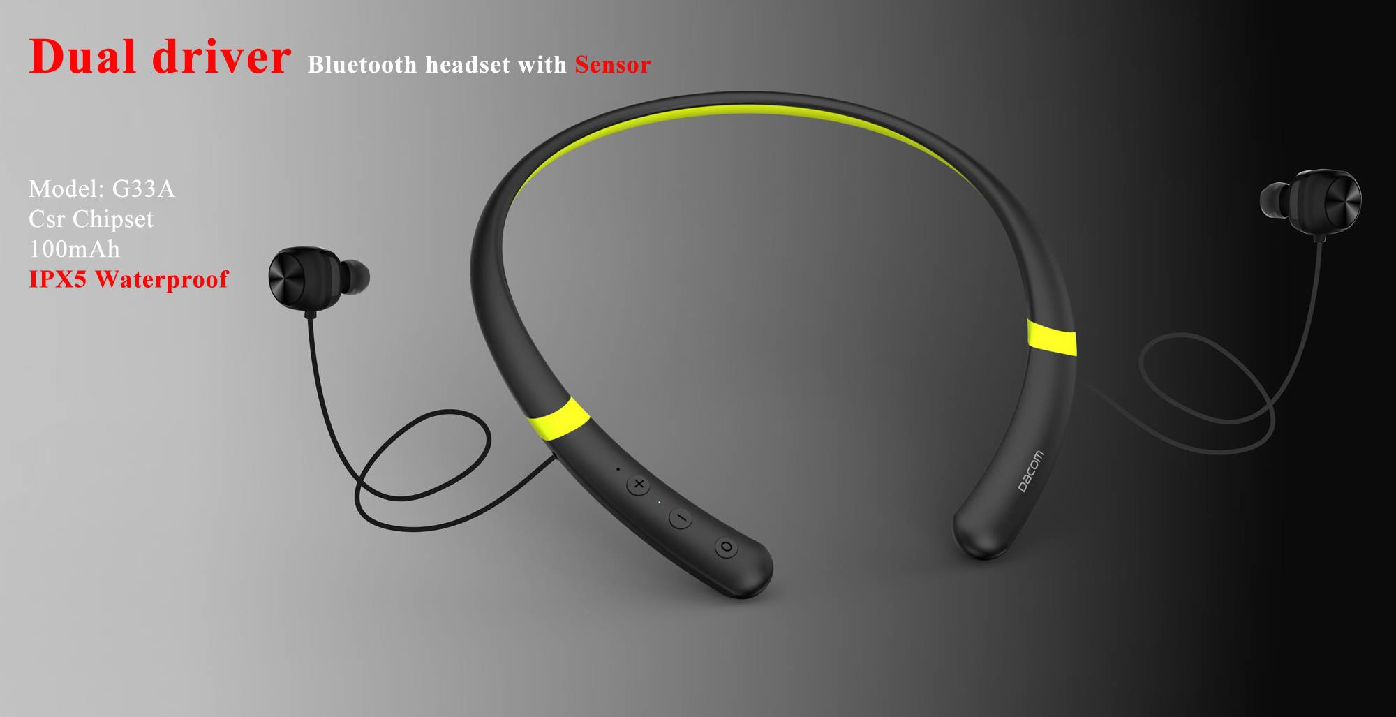 World First Bluetooth headset with Dual Driver + Sensor+Waterproof IPX5