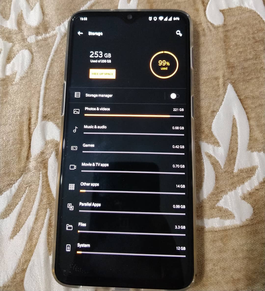 We need for more Storage OnePLUS McLaren 256 GB 99% is full!!!