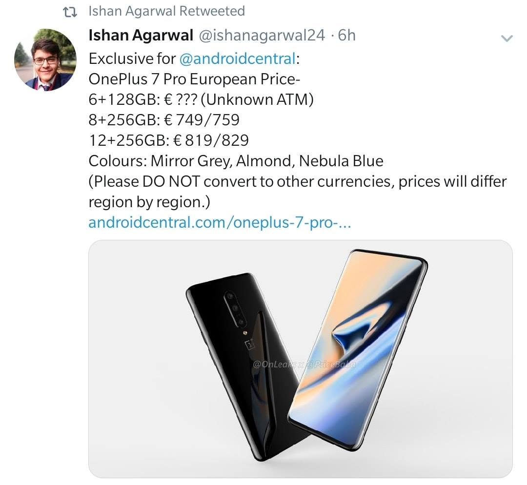 OnePlus 7 Pro European Price-