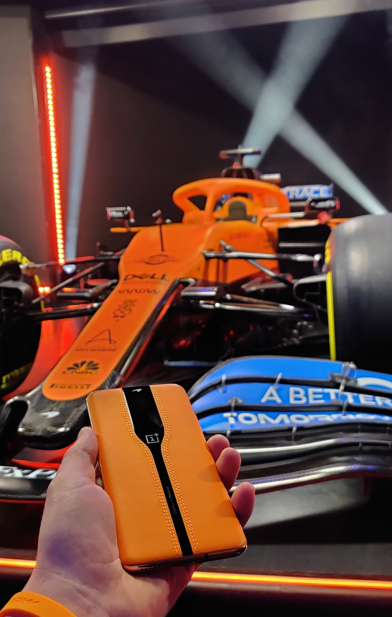 Partners in innovation. The #OnePlusConceptOne meets the new @McLarenF1 #MCL35! #FearlesslyForward ***