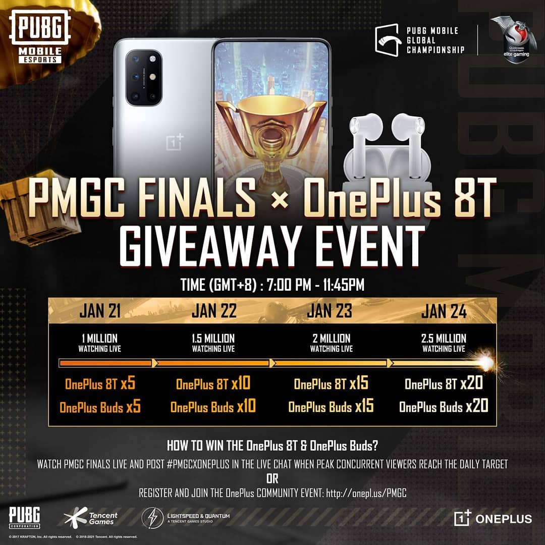 Want to win a #OnePlus8T used by PUBG MOBILE finalists? Join the OnePlus Community and find out how!