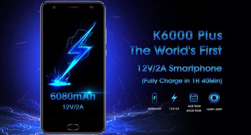 Oukitel K6000 Plus 5.5'' Android 7.0 4GB RAM 64GB ROM MT6750T Octa-Core 1.5GHz 6080mAh 4G 