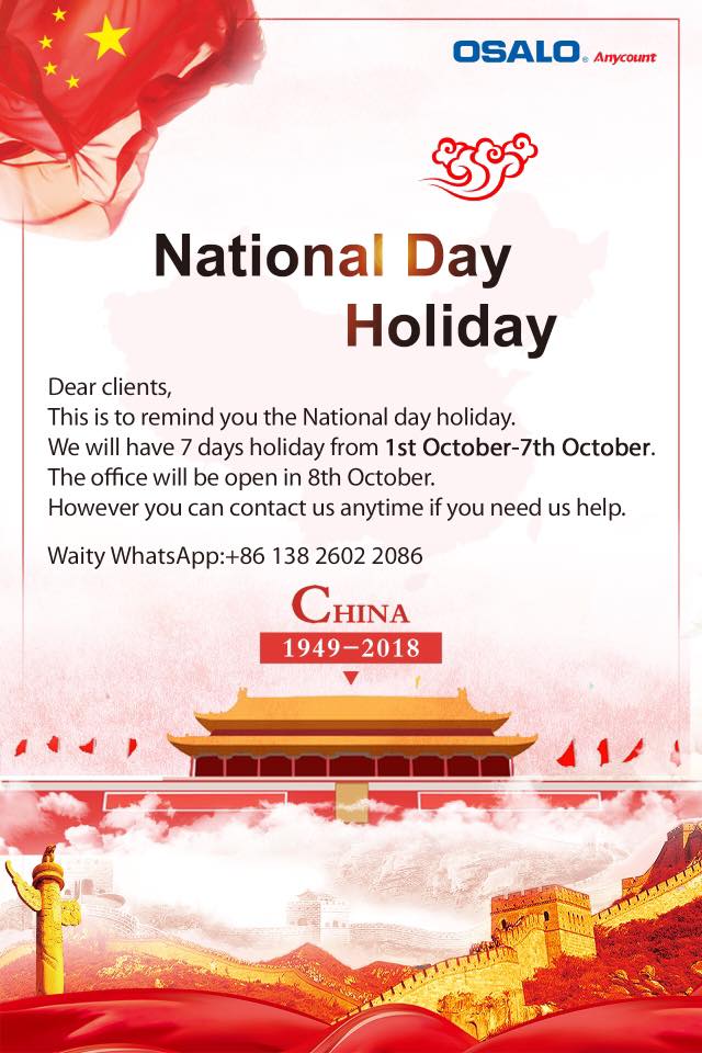 Chinese National day holiday will beginning from tomorrow,However 