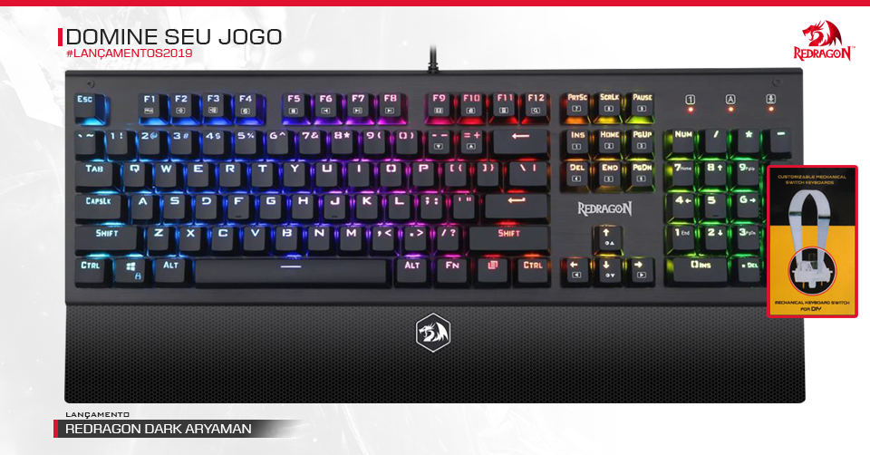 Preparados para mais novidades da Redragon? 🥳 Nosso próximo anúncio é o Dark Aryaman RGB, um 