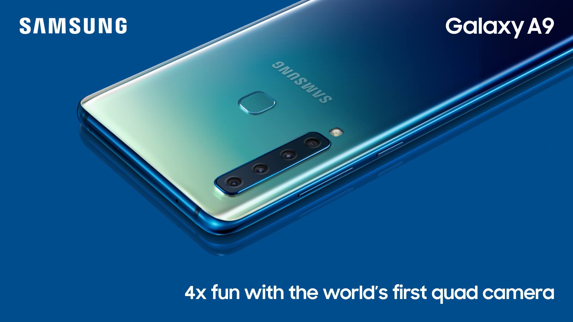 Here’s one that’ll capture your attention. Four times over. Meet the world’s first quad-camera smartphone. #GalaxyA9 #SamsungEvent