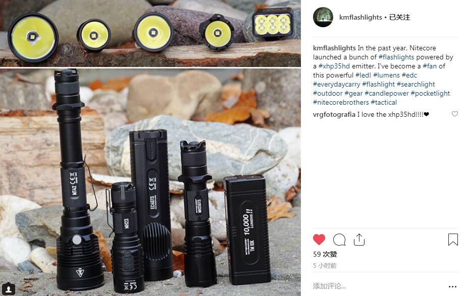 Thanks for your huge support ! 💥Delivering 50% higher performance, XHP35hd is significant to our product's design optimization and lower system costs. 😀😀And do you guys  know any more Nitecore flashlights equipped with XHP35hd ??... Photo by kmflashlights