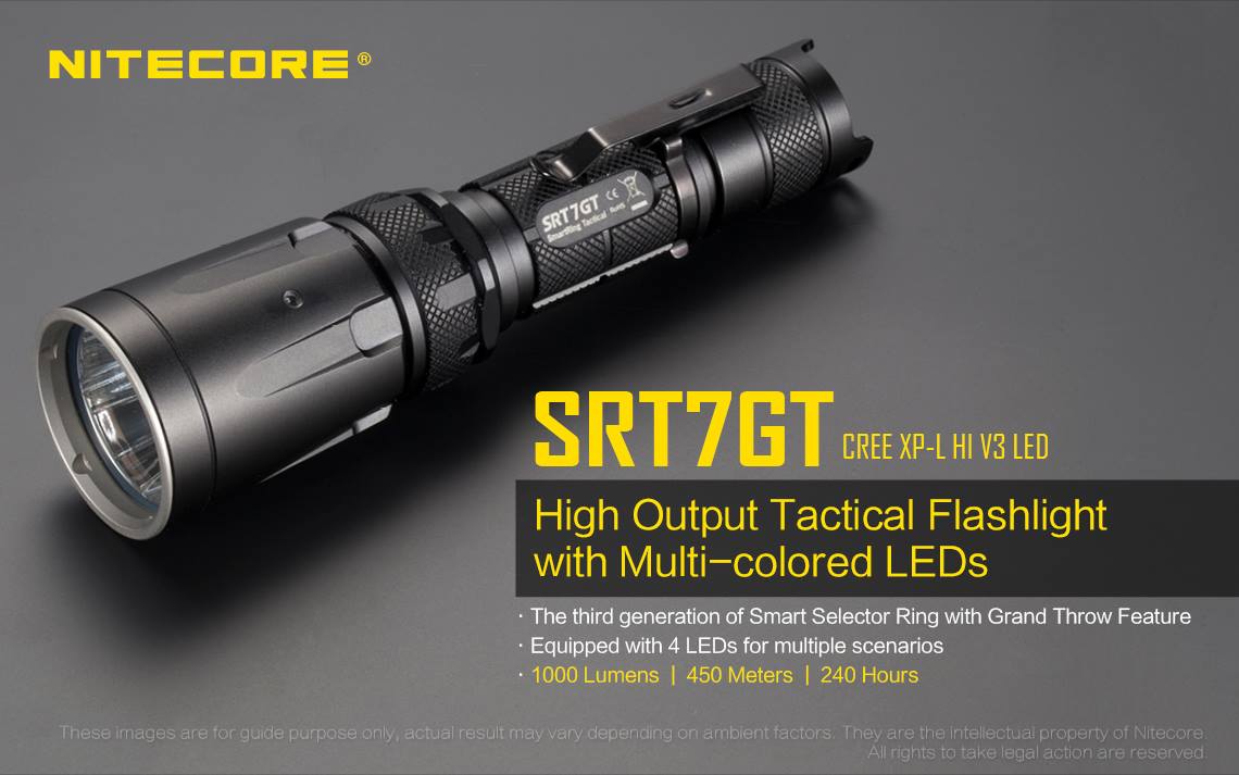 SRT7GT | Tactical flashlight with multiple-colored LEDs