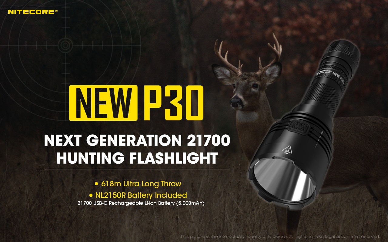 The Next Generation 21700 Hunting Flashlight New P30 will be your best tool💥. Upgrade with 21700 battery, New P30 has 950 hours runtime⚡️. With a weight of only 158.5g, New P30 is perfect either handheld or to be mounted on the firearms🔋. 5 level brightness with 3 special modes are suitable for various scenarios👏. 