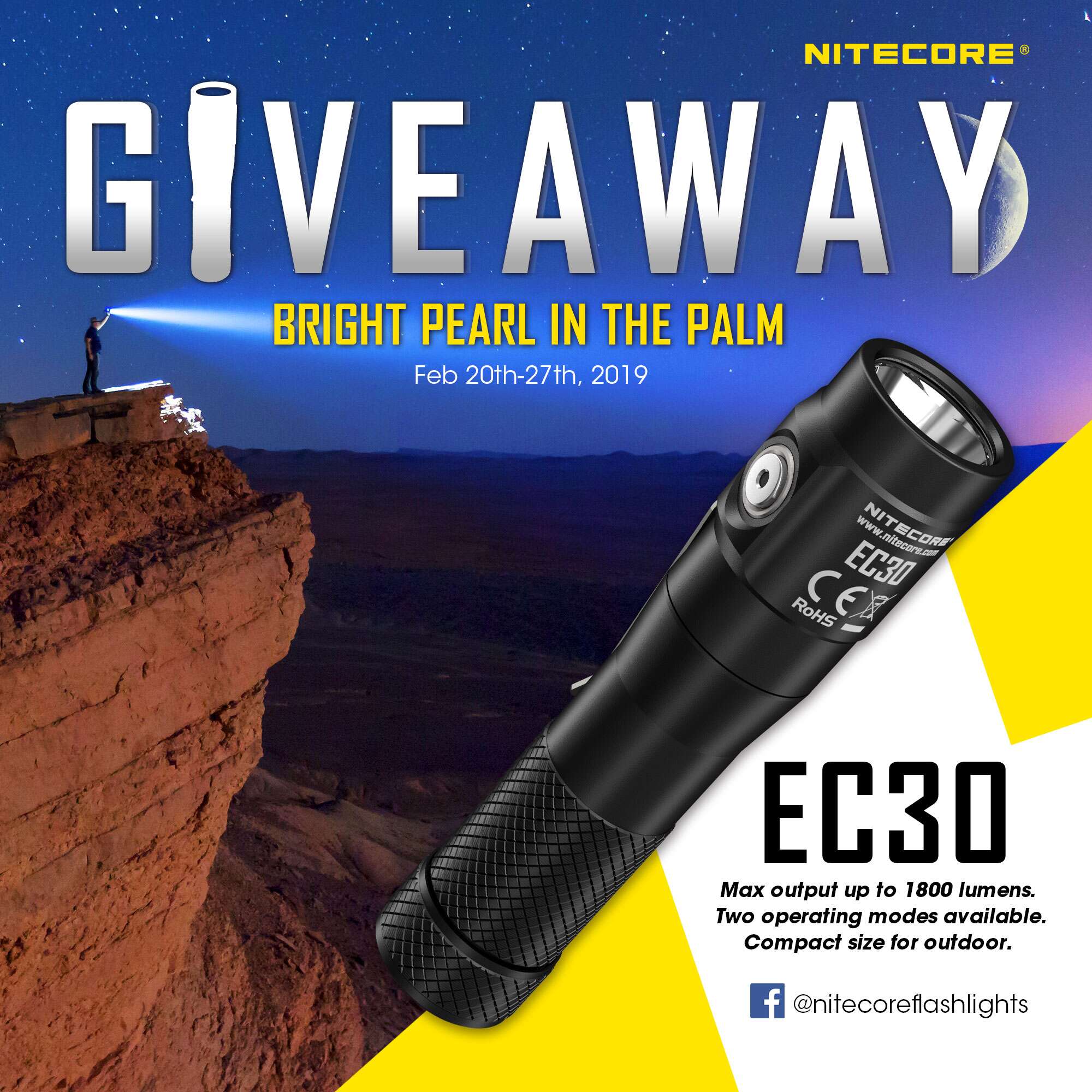 🔥🔥NITECORE GIVEAWAY🔥🔥 ✨EC30✨"Palm size,Powerful light"