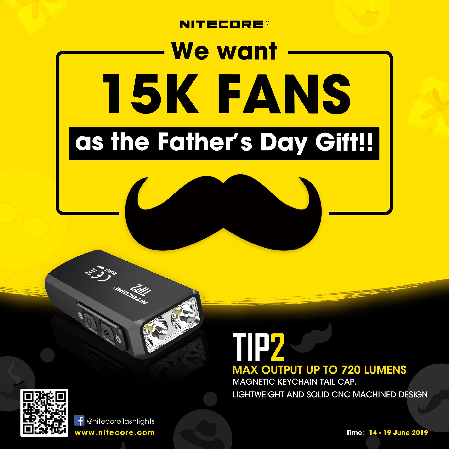 🔔🔔"NITECORE GIVEAWAY"  🔔🔔 We want 15K Fans as the Father'day gift !! Thank you for staying and growing up with us, we will like to giveaway TIP2 to our fans to support us along the way. RULE:...